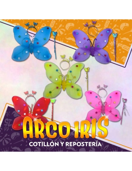 Ala Set Mariposa Con Vincha Y Cetro Con Flor Metal Xu Primavera