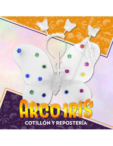 Ala Set Mariposa Con Vincha Y Cetro Con Flor Metal Xu Primavera