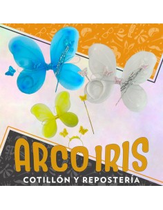 Ala Set Mariposa Gibreada Vincha Y Cetro Xu - Blanca-multicolor-rosa-roja-lila-amarilla