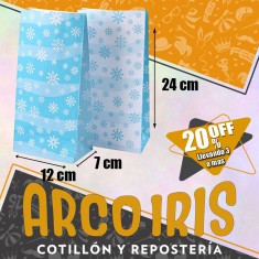 Bolsa Caramelera X 50 Nieve +3-20% - 12 X 24 X 7 Cm Copo De Nieve Frozen Promo Por Cantidad