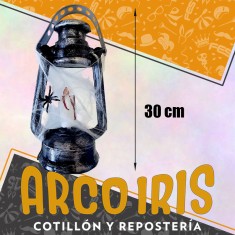 Adorno Farol Con Vela 30 Cm -telarana Y Aranas Halloween Stasio