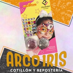 Kit Mini Unicornio Brilla Sin Limites - Kit Para Maquillaje 2 Maquillaje Glitter Stencil Pincel Strass