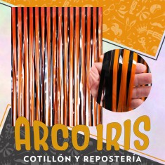 Cortina Plastica Combinada Negra/naranja Xu 2.2 M X 120 Cm Halloween Rondi
