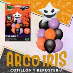 Globo Set Halloween X 9 Mylar Estrella 18 8 Globos Estandar Lila-negro-naranja 12 Incluye Cinta Laser Halloween