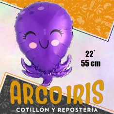 Mylar 22 Fondo De Mar Metal Xu - 55 Cm Pulpo Globo Metalizado Papel