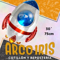 Mylar 30 Cohete Espacial Metal Xu - 75 Cm Globo Metalizado Papel