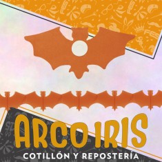 Guirnalda Murcielagos 13cm.x 2m.  Halloween Rondi - En Varios Colores: Naranja Blanco O Negro