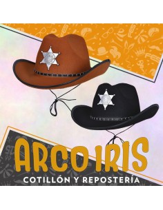 Gorro Cowboy Sheriff Xu - Negro/marron Vaquero Marron Party Store