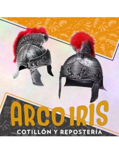 Casco Soldado Romano Xu - Con Cresta Boa De Pluma Roja Party Store