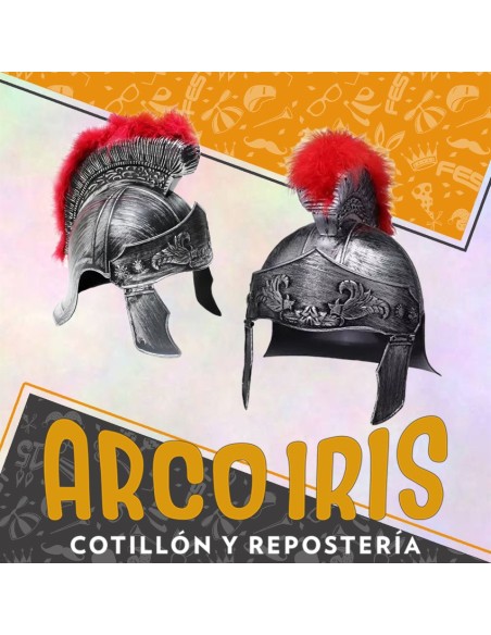 Casco Soldado Romano Xu - Con Cresta Boa De Pluma Roja Party Store