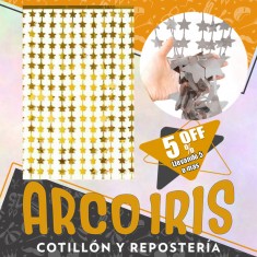 Cortina Estrella Metal Xu +5-5% - 2 Mt Plateado/dorada China Party Store