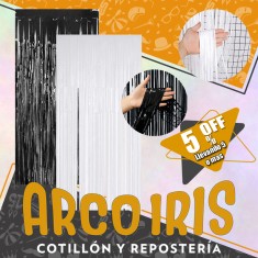 Cortina Plastica Xu +5-5% Varios Colores 1 X 2 Mt Blanca-negra Promo Por Cantidad China Party Store