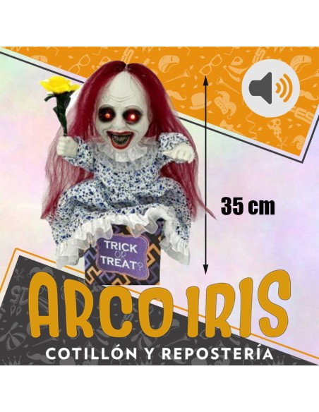 Muneca Diabolica Xu - 35 Cm Con Luz Y Sonido Trick Or Treat Truco O Trato Halloween Party Store