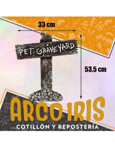Lapida Cementerio De Mascota 53.5 X 33 Cm - Cruz Pet Grave Yard Halloween Party Store