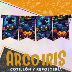 Halloween Banderin Negro Feliz Cumpleanos Xu Articulado Festcopack