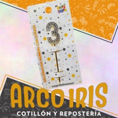 Pinche Acrilico Numero 3 Con Strass Xu - Decoracion Acrilica Party Store