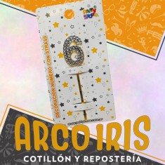 Pinche Acrilico Numero 6 Con Strass Xu - Decoracion Acrilica Party Store