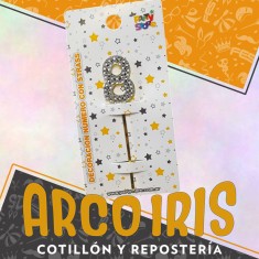 Pinche Acrilico Numero 8 Con Strass Xu - Decoracion Acrilica Party Store