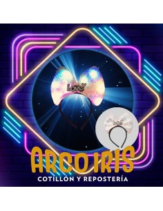 Luminoso Vincha Tela Mono Love X 12 - Con Lentejuelas Led