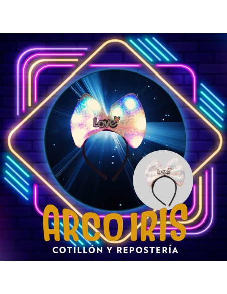 Luminoso Vincha Tela Mono Love X 12 - Con Lentejuelas Led