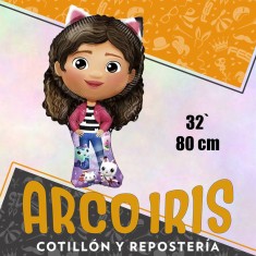 Mylar 32 Personaje Gabby 80 Cm - Globo Metalizado Papel Dollhause Casa De Munecas