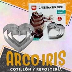 Set 3 Aros Corazon 10-15-20 Cm X 4.5 Cm Alto - Cake Baking Tool Valentin