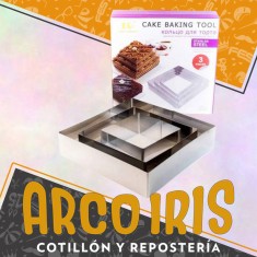 Set 3 Aros Cuadrados 10-15-20 Cm X 4.5 Cm Alto -cake Baking Tool-