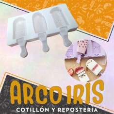 Silicona Molde Helado Paleta Con Diseno - 19 X 9 Cm Plancha 3 Helados