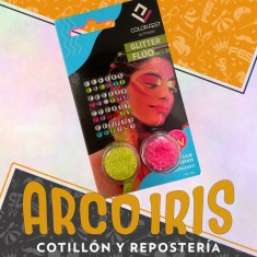 Kit Mini Fluo Rosa-amarillo - Brillo Sin Limite Kit Para Maquillaje 2 Maquillaje Glitter Fluo Strass