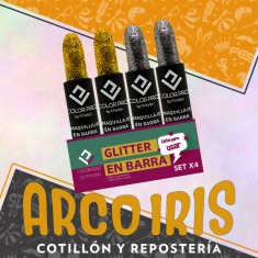 Maquillaje Barra Glitter X 4 Plata/oro - 4 Gr Brillo Labial Halloween