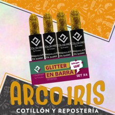 Maquillaje Barra Glitter X 4 Oro - 4 Gr Brillo Labial Halloween