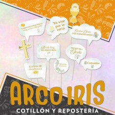 Comunion Foto Booth Green - Props Gold Mundo