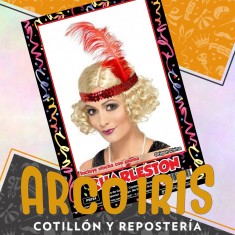 Peluca Charleston Rubia Con Vincha Y Pluma Xu - Party Store 2