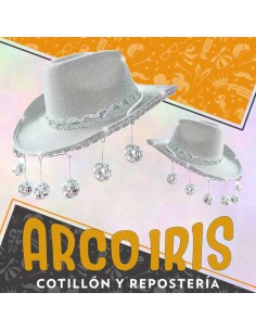 Gorro Cowboy Glitter Con Bola Disco -