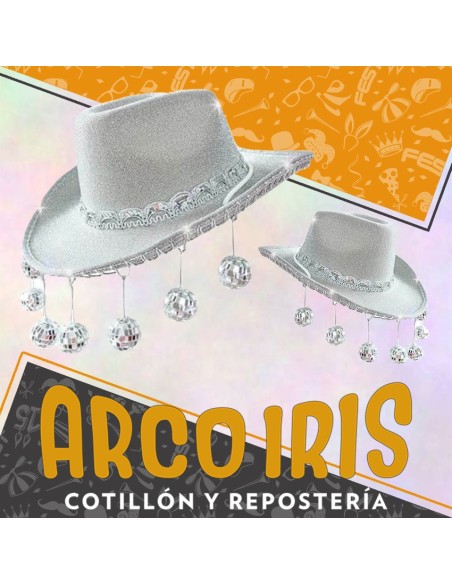 Gorro Cowboy Glitter Con Bola Disco -