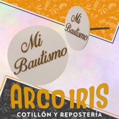 Topper Plastico Mi Bautismo Circular Flotante Cartel 7 Cm Diametro