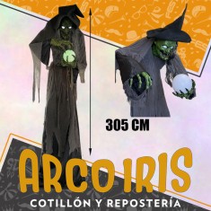 Animatronic Bruja 305 Cm Xu - Con Movimiento Luz Y Sonido Halloween Bruja Del Bosque Party Store