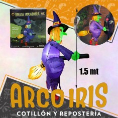 Muneco Inflable Bruja Voladora Xu 1.5 Mt Con 3 Led Halloween Party Store