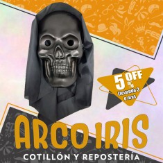 Careta Terror Con Tela Calavera Negra Xu +3-5% - Halloween Descuento Por Cantidad Gape