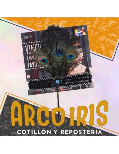 Vincha Charleston Pavo Real Xu - Pluma Pasamaneria Party Store