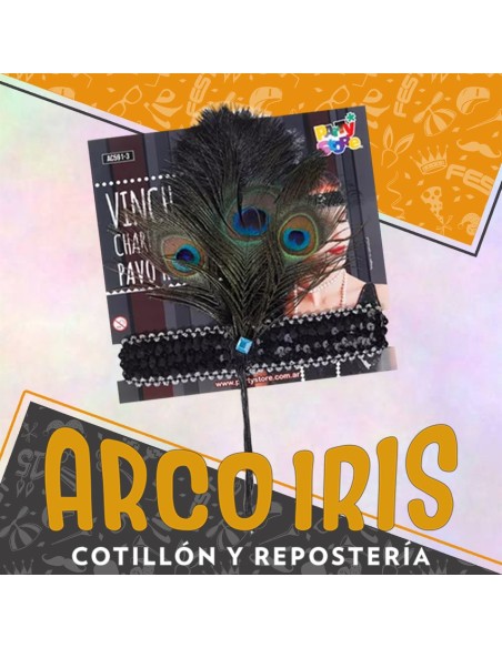 Vincha Charleston Pavo Real Xu - Pluma Pasamaneria Party Store