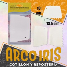 Set 3 Espatula Cornet 13.5 X 10 Cm Plasticas - Vocen 3scrapers Assorted Patterns Dsaza