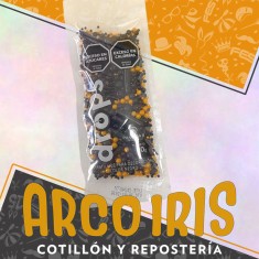 Drops X 30 Gr - Perlas Mix Negro /negro Y  Dorado Metal Pastelar Pastillaje Para Decoracion Pascua