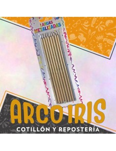 Vela Largas Metal X 8 Doradas Party Store