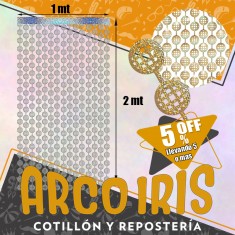 Cortina Disco Hologramada Xu Dorada-plateada +5-5% 1 X 2 Mt Promo Por Cantidad China