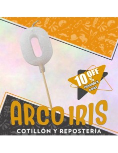 Vela Numero 0 Blanco Full Gibre Con Palito Xu  Tipo Diamante Nacional En Bolsa Con Codigo De Barra