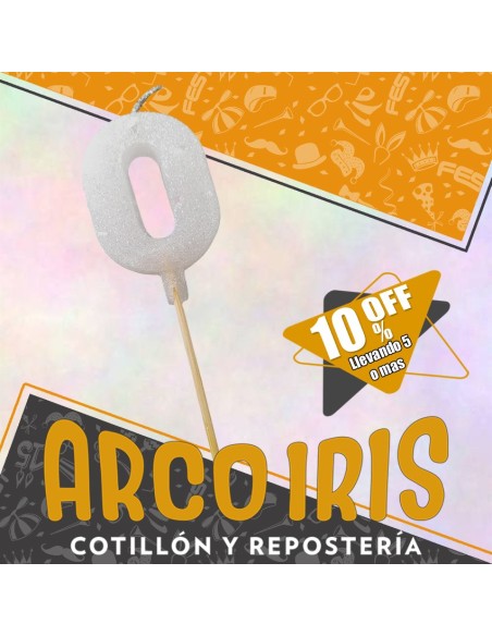 Vela Numero 0 Blanco Full Gibre Con Palito Xu  Tipo Diamante Nacional En Bolsa Con Codigo De Barra