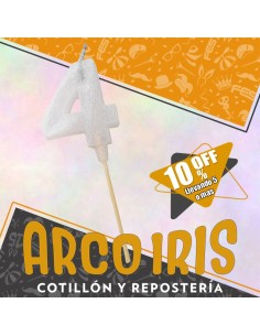 Vela Numero 4 Blanco Full Gibre Con Palito Xu - Tipo Diamante Nacional En Bolsa Con Codigo De Barra