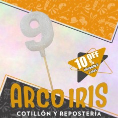 Vela Numero 9 Blanco Full Gibre Con Palito Xu - Tipo Diamante Nacional En Bolsa Con Codigo De Barra