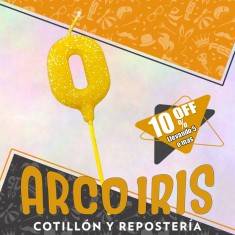 Vela Numero 0 Dorada Full Gibre Con Palito Xu - Tipo Diamante - Nacional - En Bolsa Con Codigo De Barra